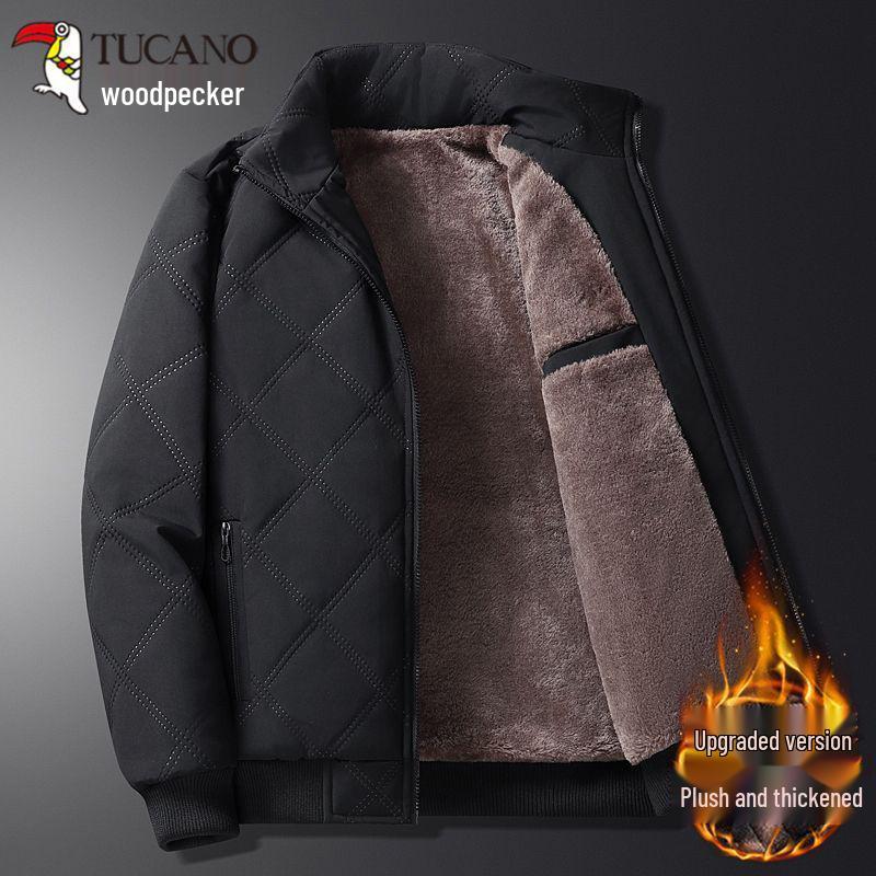 

Men s Windproof Fleece-Lined Cotton Jacket with Stand Collar - Warm, Casual, Business-Ready, and Versatile Winter Wear 3XL 73-80kg
