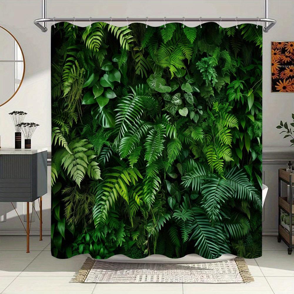 

Tropical Green Leaves Waterproof Shower Curtain for Bathroom Decor, Nature-Inspired Design, Vibrant Colors, Unique Style W90XH180cm