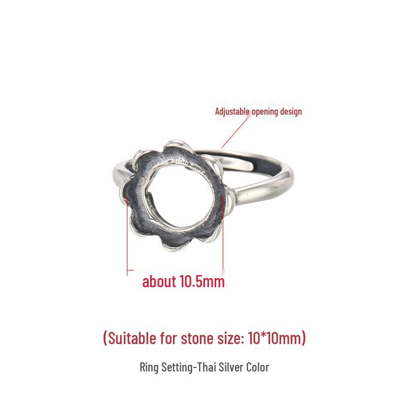 

Винтажная цветочная оправа для кольца из стерлингового серебра 925 пробы с янтарем для женщин, 10*10 мм