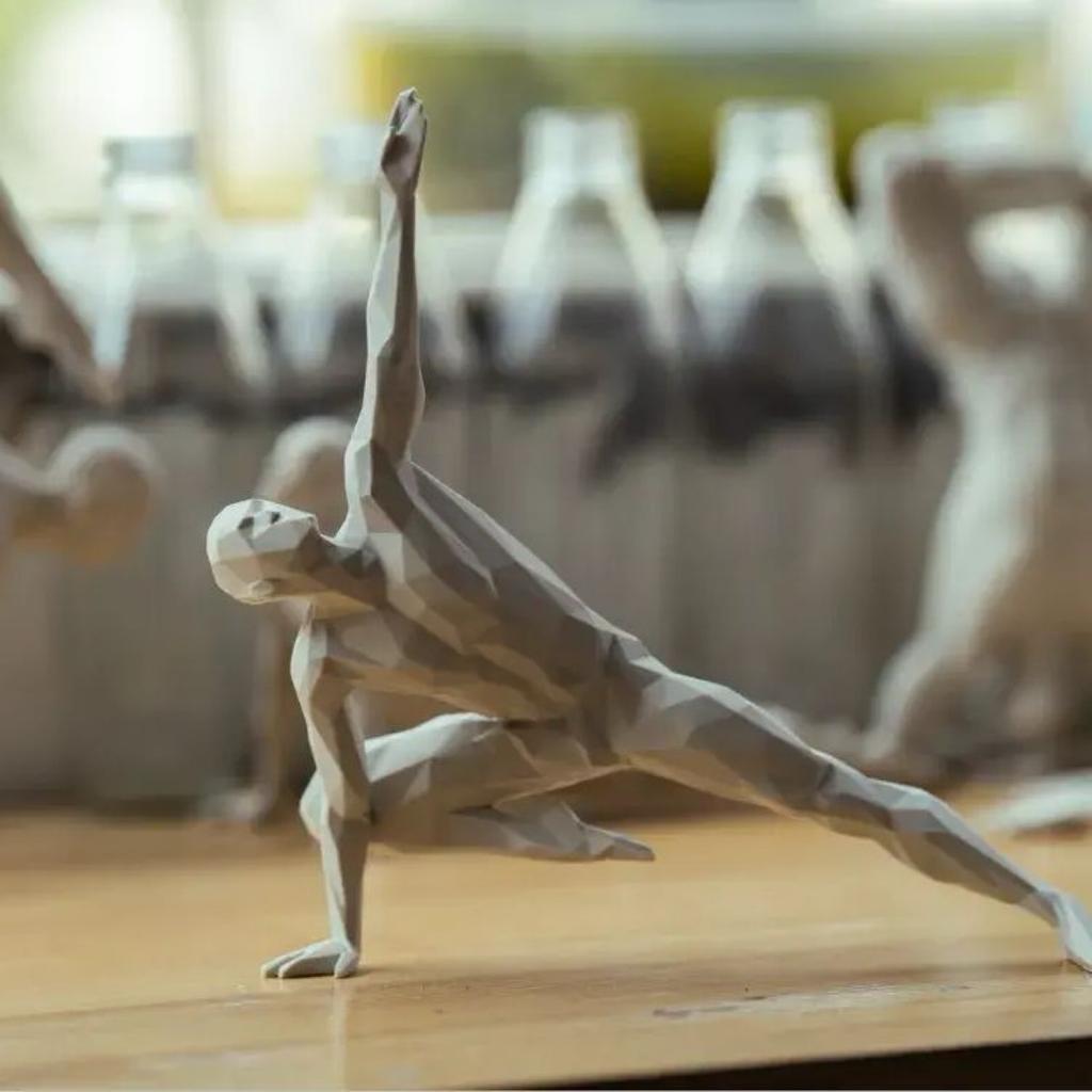 3D Yoga Pose Figurine – Male Plastic Desktop Ornament for Home & Office Decor