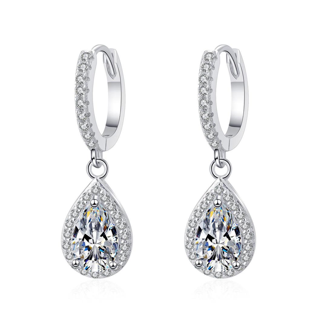 925 Sterling Silver Women's Teardrop Moissanite Ear Cuffs with PT950 Gold Plating
