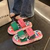 Barevně sladěné chladivé pantofle s tlustou podrážkou pro dámské venkovní nošení, léto, nové, graffiti, osobnost, trendy a ležérní plážové sandály