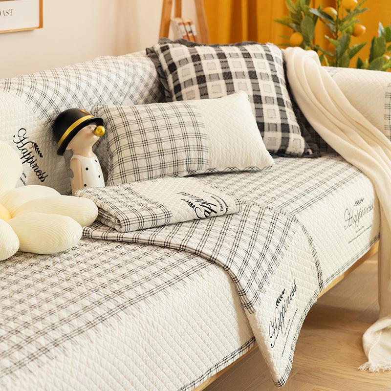 Four Seasons Universal Pure Cotton Sofa Cushion Anti-Slip Fabric Seat Cushion Simple Modern Solid Wood Sofa Cover Cover
