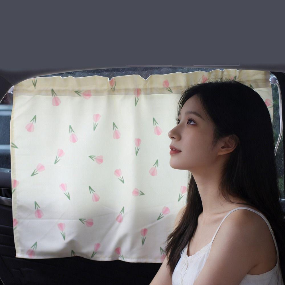Cute Cartoon Window Shade Suction Cup Car Window Cover Universal Sunshade Curtain Car Interior
