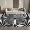Visual 3D Black and White Grid Illusion Vortex Trap Mat Rug for Bedroom Sofa Living Room Decoration carpet
