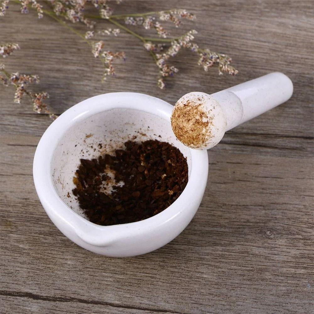 Premium White Ceramic Grinder Non-Slip Base Eco-Friendly Mortar and Pestle Set Pill Crusher Kitchen Tool