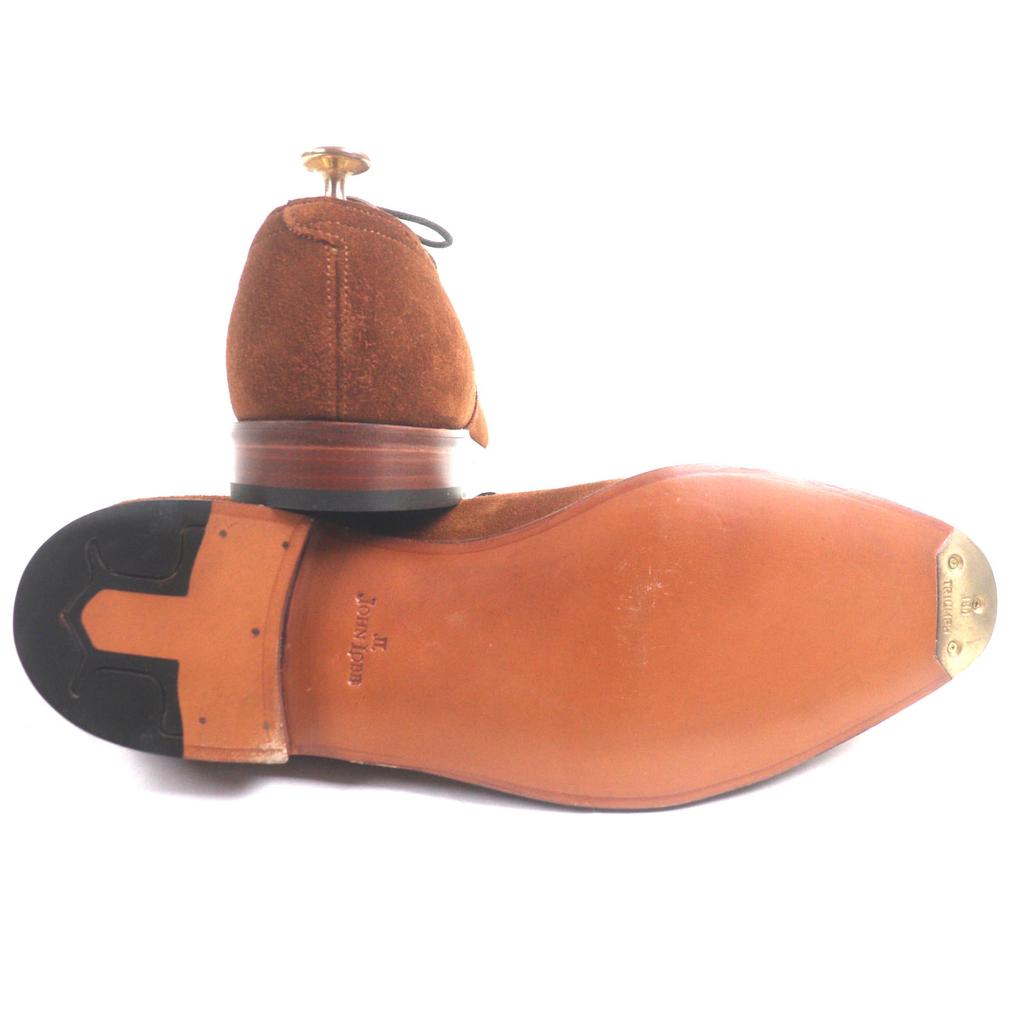 Pristine John Lobb Leather shoes SAUNTON Thornton Brown Suede leather mens 8 Used