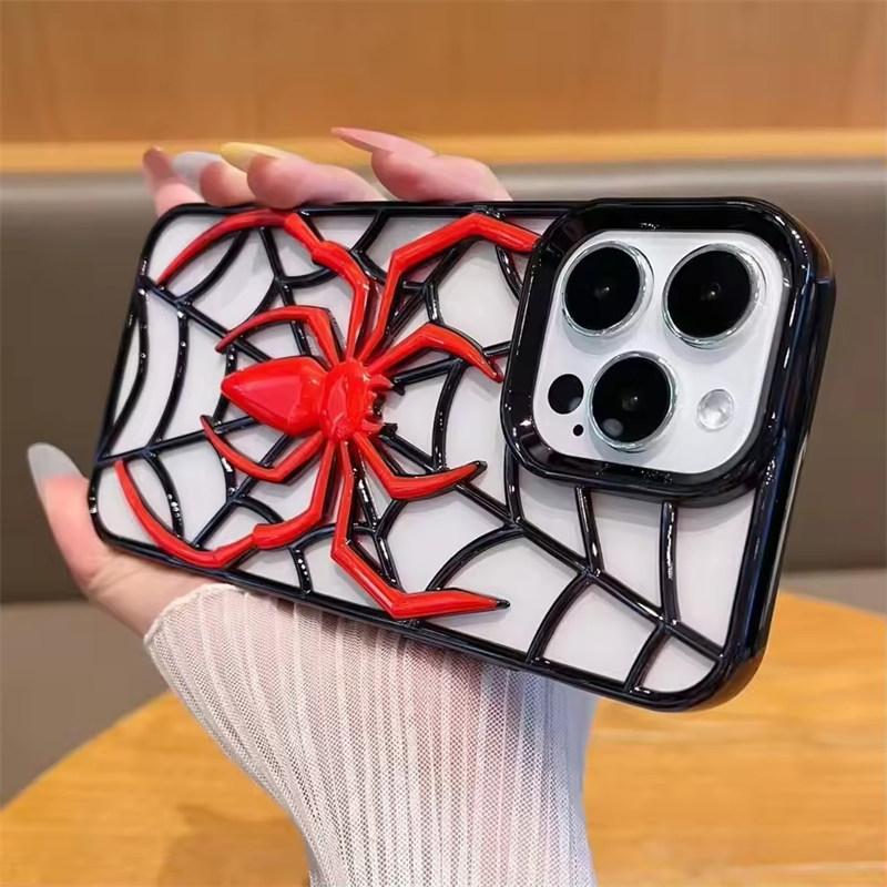 Fashion Hollowed-out Spider Cover For iPhone 16 Pro Max Heat Dissipation Breathable Case For iPhone 15 Pro 14 13 12 11 Soft Cass