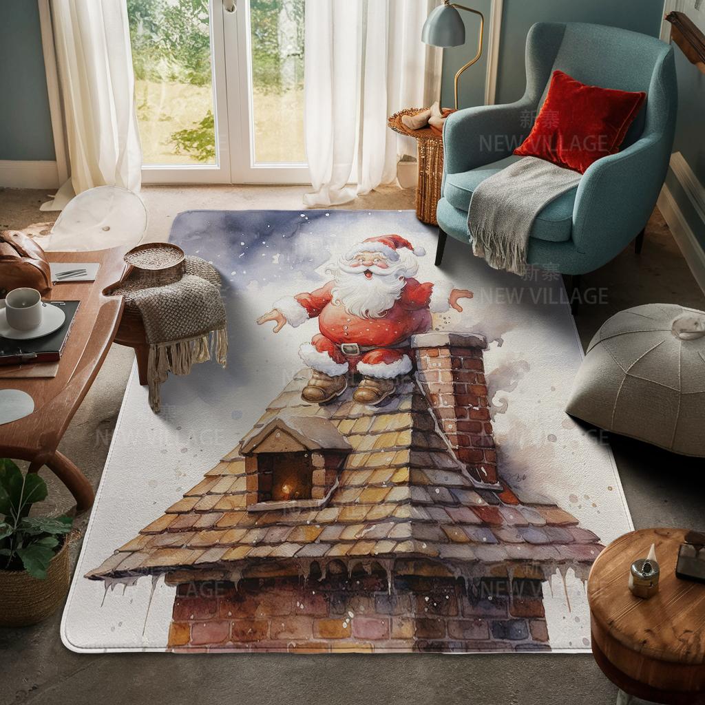 House Entrance Carpet Home Door Mat Living Room Bath Foot Bathroom Non-slip Water Absorption Rugs Bath Merry Christmas Winter