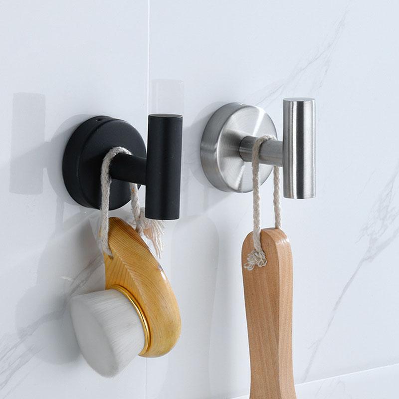 Silver Black Robe Hook Towel Rails Bar Rack Shelf Tissue Paper Holder Stainless Steel Bathroom Hardware Set Drill Accessories
