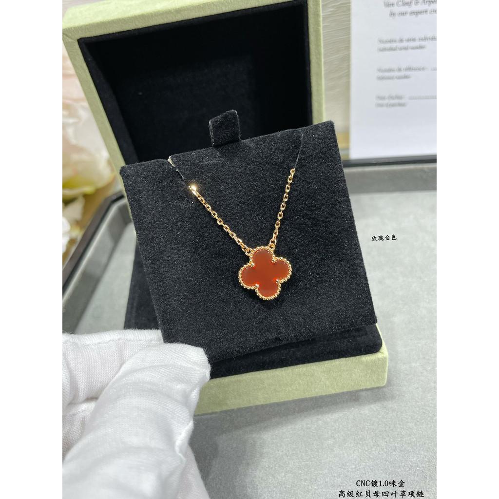 

Высококачественное ожерелье-клевер из красного агата с тонким гальваническим покрытием 18 карат высочайшего качества для повседневной носки розового золота