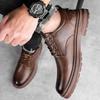 Men's Casual Leather Shoes Designer Trendy All-match Platform Shoes  Men's Business Breathable Leather Shoes