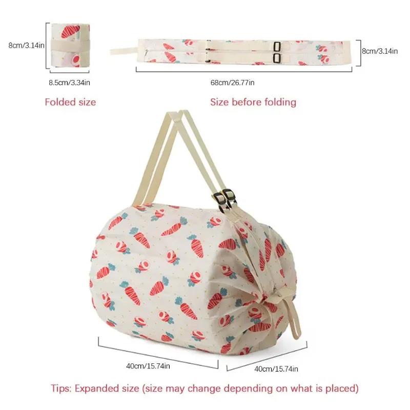 Foldable Reusable Grocery Bag Portable One Shoulder Handbag For Travel Groceries Supermarket Tote