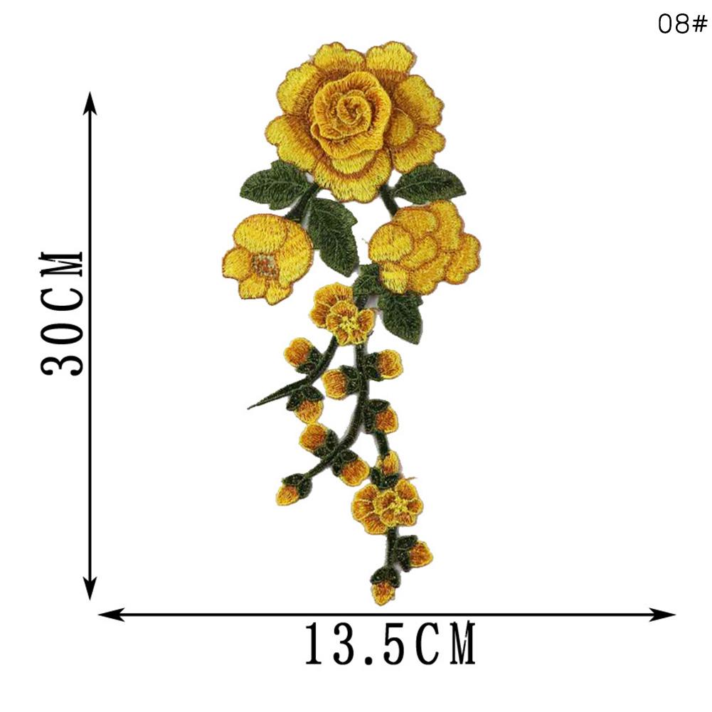 

1 шт. Красочные длинные цветы, вышивка, термоаппликации, пришивные аппликации, вышитые DIY для одежды 8 жёлтый