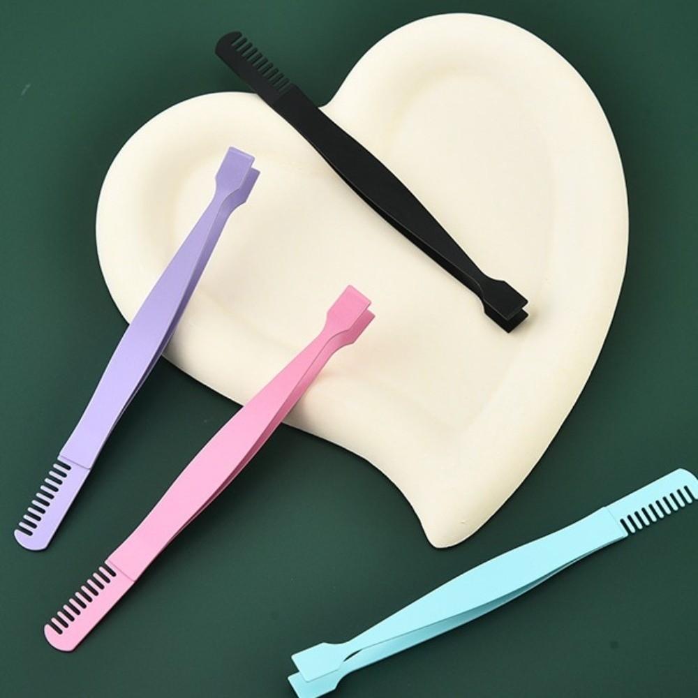 5pcs Flat Mouth Eyelash Extension Tweezers with Comb Lash Tweezers Women