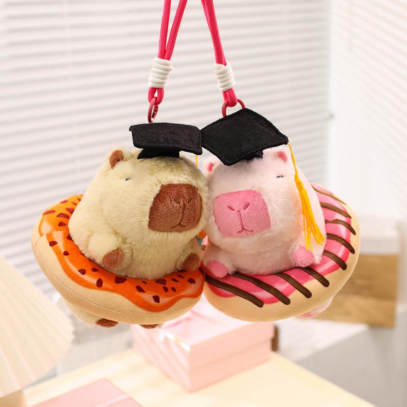 Cute Cute Doctor Hat Capybara Doll Plush Toy Donut Kapibara Doll Keychain Rag Doll
