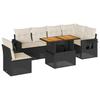 7 Piece Outdoor Sofa Set with Cushions Black PE Rattan