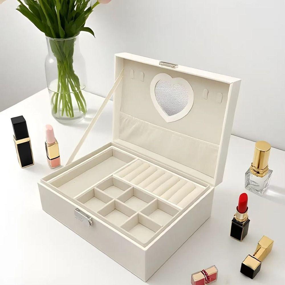 Dustproof Double Layer Jewelry Box Large Capacity Cosmetics Box Jewelry Storage Box  Bracelets