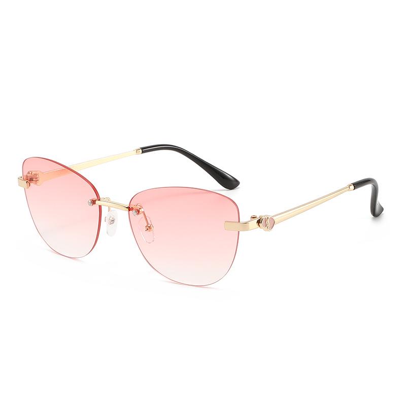 2026 Trendy Rimless Oval Heart-Shaped Sunglasses - Street Style Fashion for Women