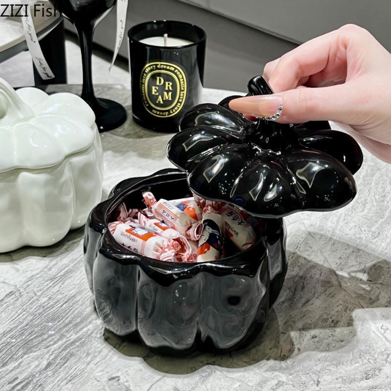 Dýňová úložná dóza Kreativní obývací pokoj Stolní dóza na svačiny Cukroví Moderní styl Domácí kuchyně Keramická úložná nádoba