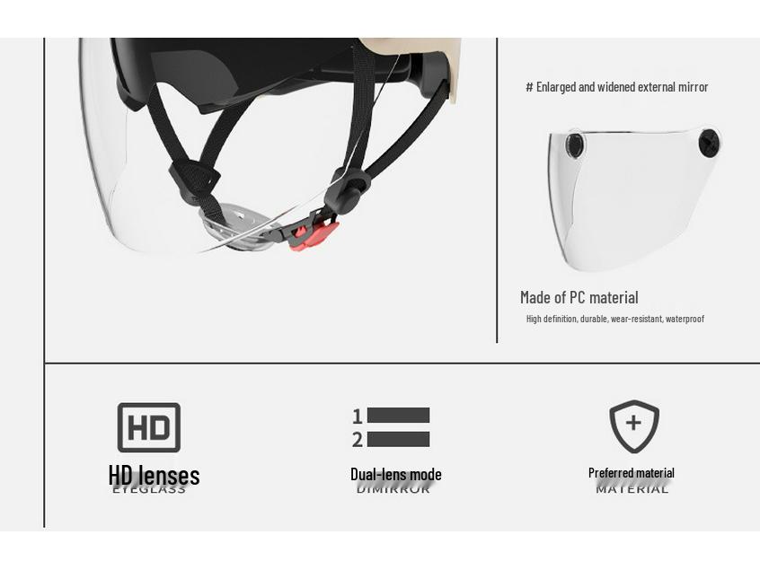 3C Certified Unisex Electric Vehicle Half Helmet with Double Visor, Summer Sun Protection, All-Season Use for Scooters & Motorcycles