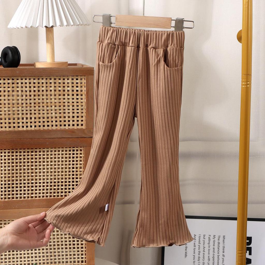 Summer 2025 Girls' Flare Pants: Korean Style Mosquito-Repellent Trousers for Toddlers and Young Children In Solid Colors