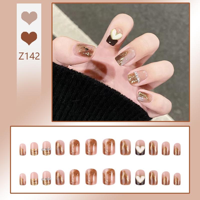 Press On Acrylic Fake Nails Set with Glue High Quality Handmade Nail Extension French Tips Woman False Short Nails Press Ons