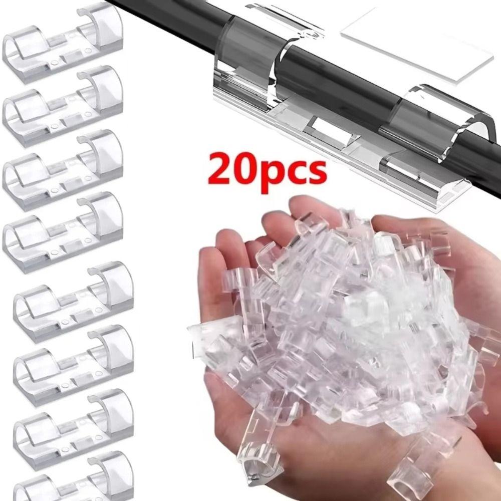 Plastic Material Cable Management Clips Self Adhesive Cord Holder  PC Cable Organization