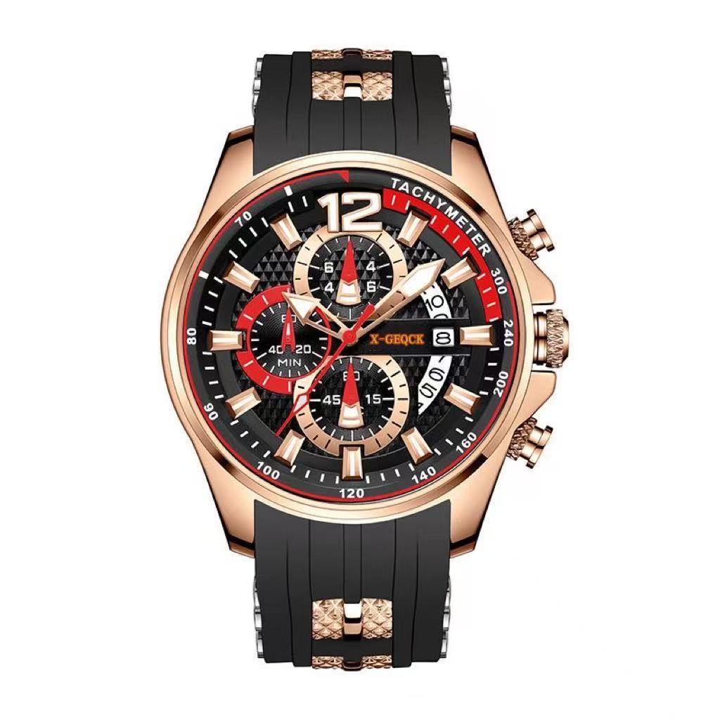 Men'S Silicone Strap Calendar Quartz Watch Sports Luminous Hand Quartz Watch Men'S Watch