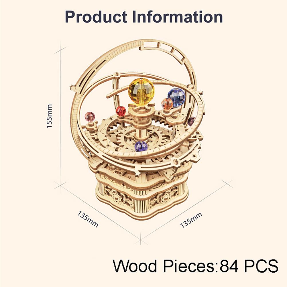3D Wooden Puzzle DIY Assemble Wooden Model Mechanical Music Box Rotatable Music Box Puzzle
