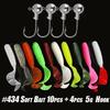 10pcs/30pcs Soft Fishing Lures Kit Silicone Lure Set Artificial Bait Worm with Crank Jig Head Hook