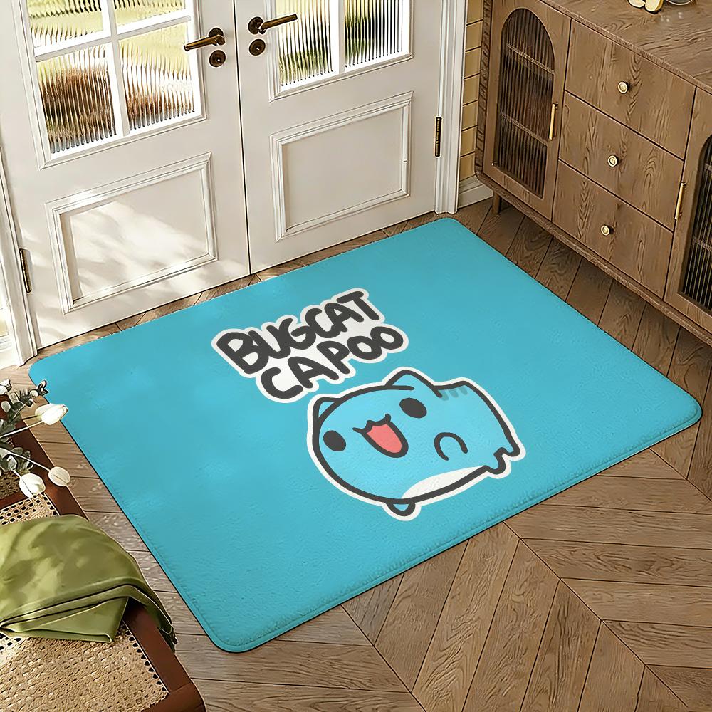1pc Kwaii Anime B-Bugcat CapooS Floor Mat Soft Thickened Absorbent Non-Slip Bedroom Living Room Door Mat Home Decor Flannel Rugs