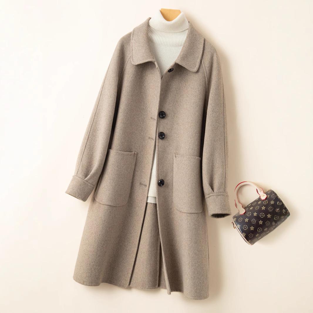 

2024 Elegant Mid-Length Double-Faced Wool Blend Coat for Autumn & Winter L верблюд