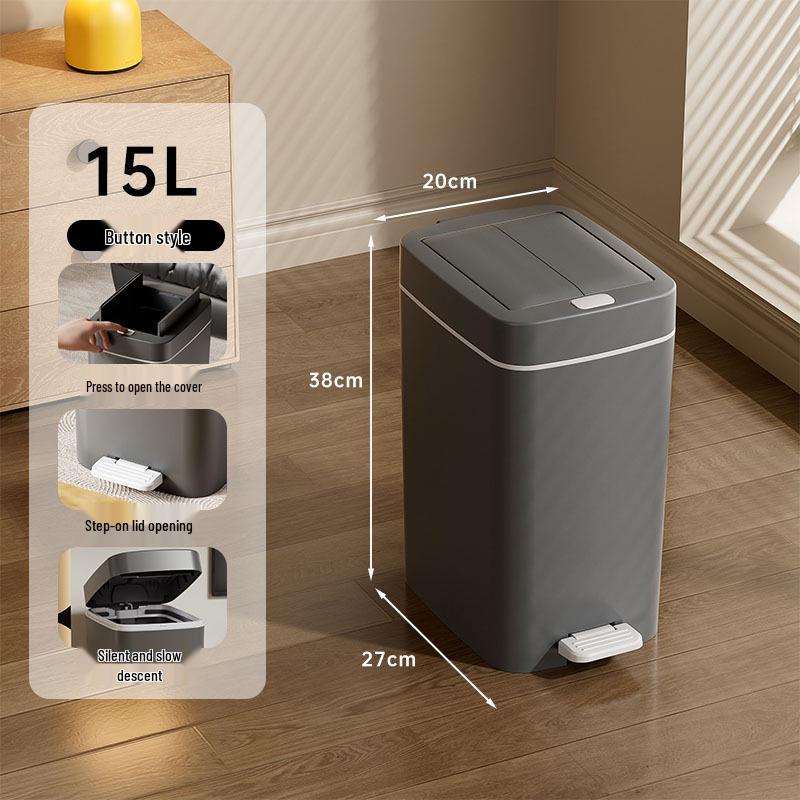 Silent Slow-Closing Trash Can with Foot Pedal Lid for Kitchen & Bathroom