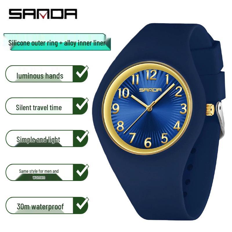 Sanda Unisex Lehké silikonové sportovní hodinky - Vodotěsné a tiché módní pro studenty