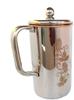 Copper Jug Water Pitcher Flower Print Outside Stainless Steel Utensils Inside Copper