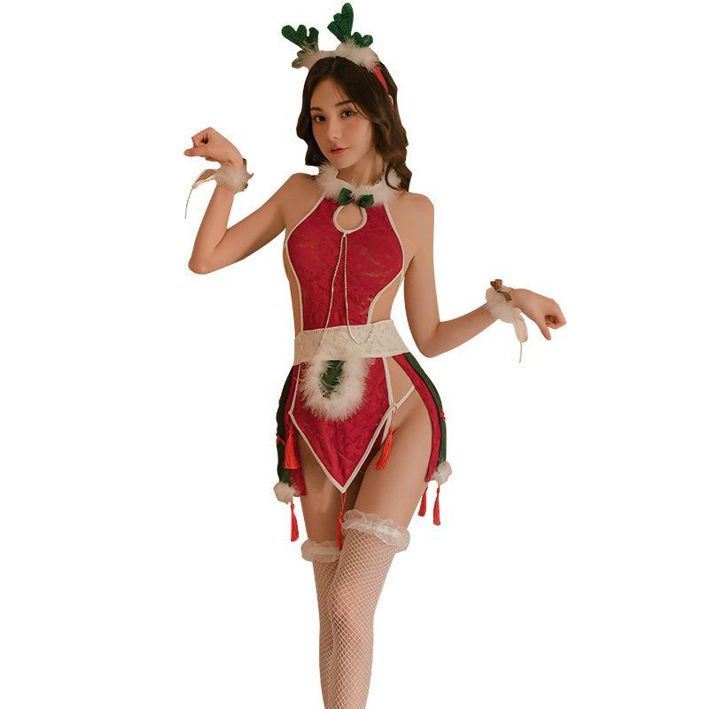 Sexy Christmas Reindeer Lingerie Bodysuit Hanfu Cosplay for Role Play