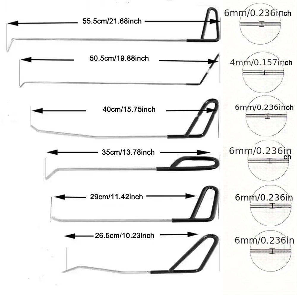 Car Dent Repair Remover Hooks Rods Tools Car Paintless Dent Removal Door Dent Dings Removal Painless Tool for Automotive Hail