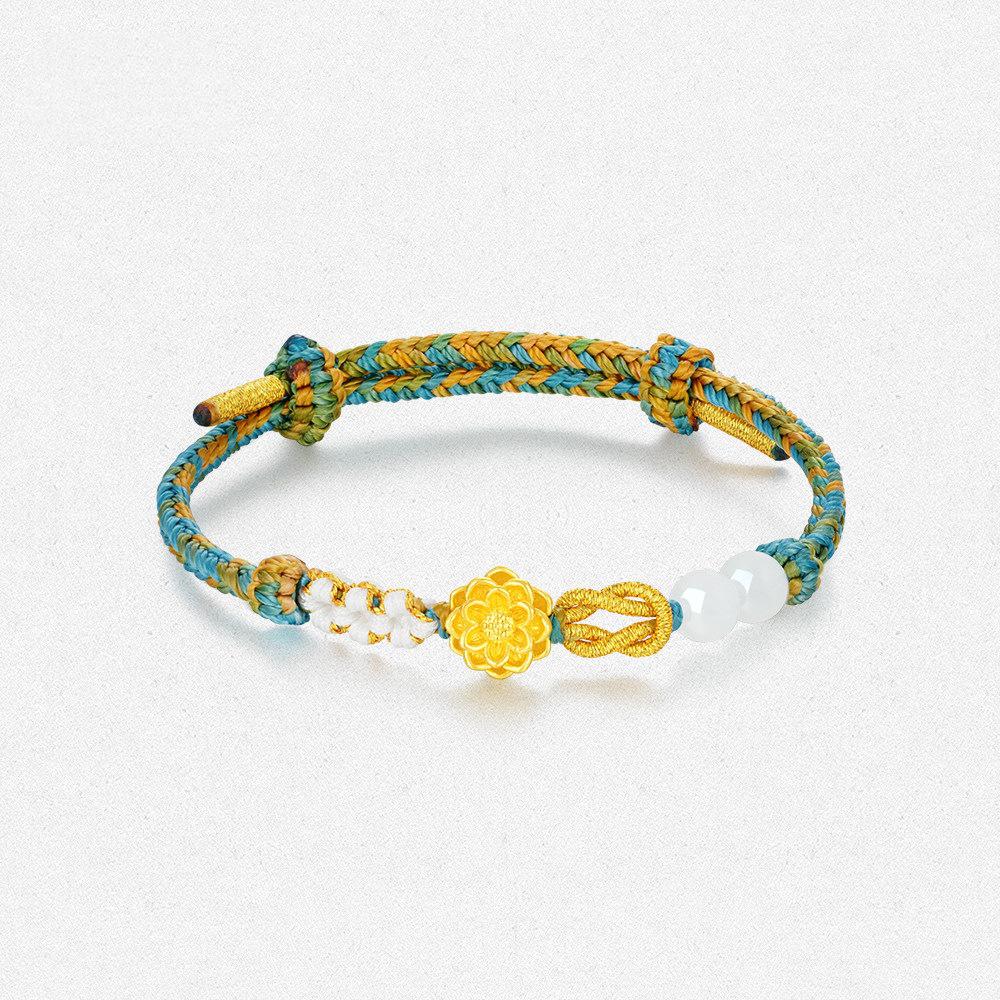 Shuibei 999 Pure Gold Jade Lotus Bracelet for Women - Good Luck Mother s Day Gift