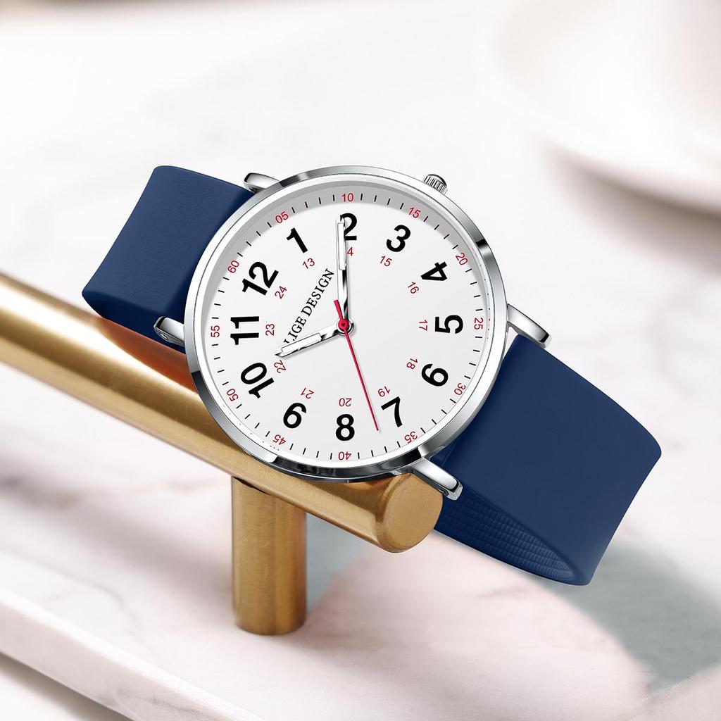 LIGE New Fashion Men Watch Simple And Thin Women Watch Sports Luminous Waterproof Silicone Strap Quartz Watch