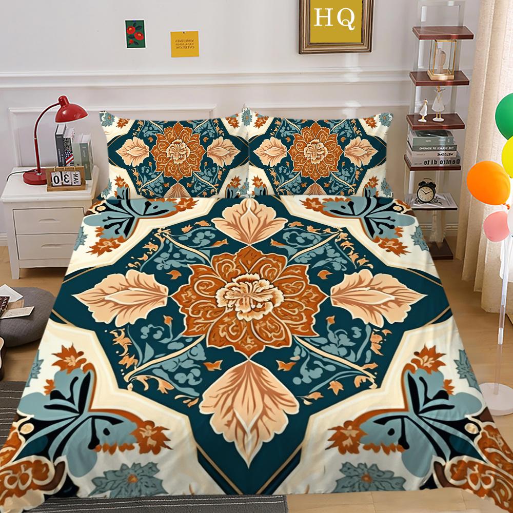 Set Biancheria da Letto Colorato Stampa Fiori 3D King Size Set Copripiumino Donna Set Letto in Poliestere Copri