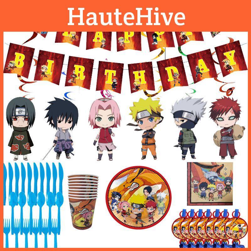 Naruto Ninja Geburtstagsfeier Deko Zubehör mit bunten Luftballons und Tellern