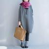 ShuMing Tunic Long Plus Short Solid Color Women's Loose-Fit Dress, Sleeves, Knee-Length, Flattering, Casual, Size, Fall/Winter, Dress, (8 Gray)