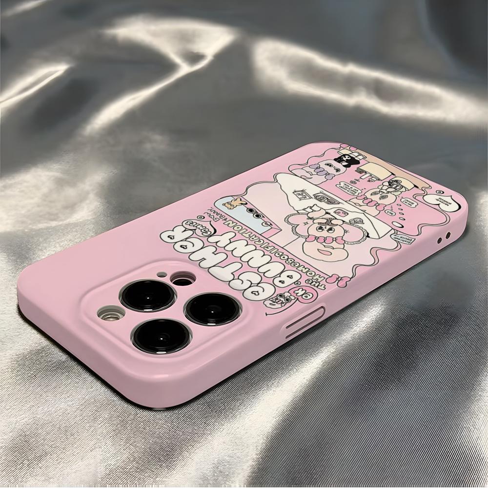

Kawaii E-Esther Bunny Phone Case For Iphone 16 Pro Max 15 Pro 13 14 12 11 8 7 Plus X XR XS Max Fashion All Inclusive Cover iPhone16Pro