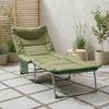Folding Sun Lounger with Cushion Dark Green