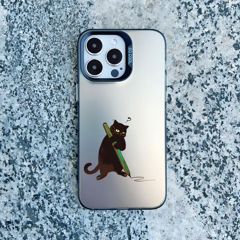 Black Personality Cool Cat Shockproof Phone Case For iPhone 12 11 Pro Max 15 14 13 Pro Max 13 Mini 15 14 Plus Laser Back Covers