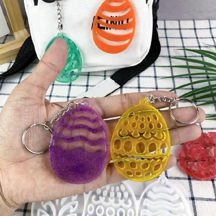 Flexible And Sturdy Keychains Mold Flexible Silicone Colorful Eggs Keychain Mold Trendy Keychain Pendant Resin Mold