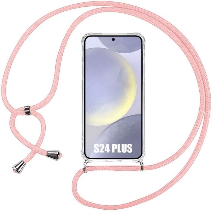 Coque - BOOLING - pour Samsung Galxy S24 Plus - Souple - Protection Renforcée - Anti-Rayure - Bandoulière Rose