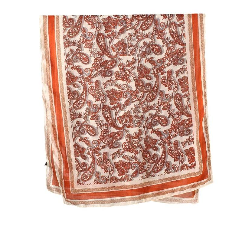 Retro Frame Cashew Print Women's Scarf Spring and Autumn Cotton and Linen Feel Scarf Warm Scarf Autumn and Winter Yarn