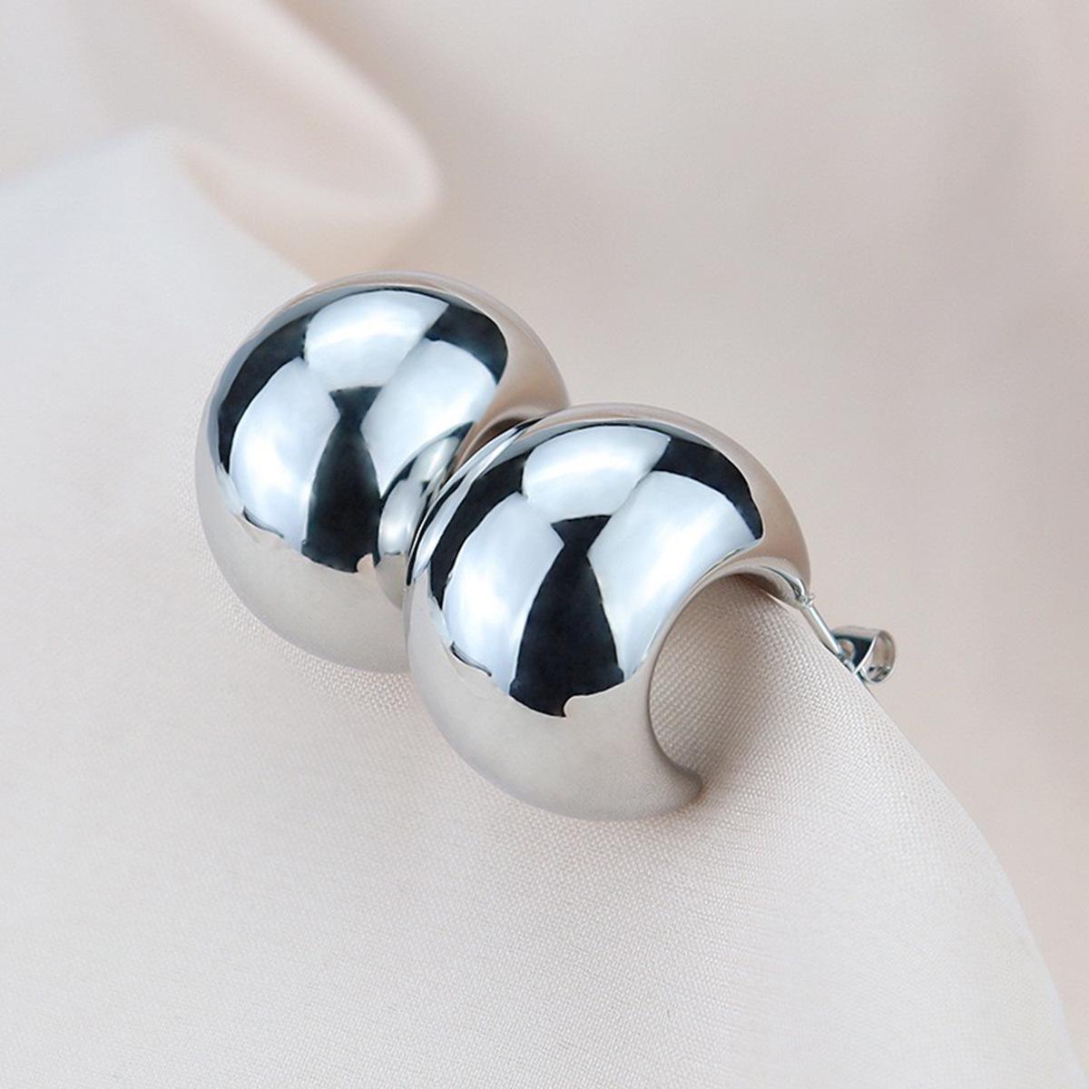 European  American Simple Design Shell Stud Earrings - 18k Electroplated Hollow Titanium Steel Women s Jewelry